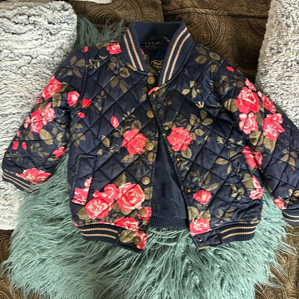 Toddler girl French jacket floral blue